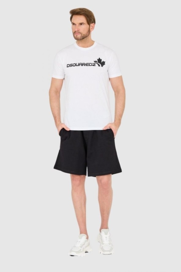 DSQUARED2 Biały bawełniany t-shirt z dużym logo