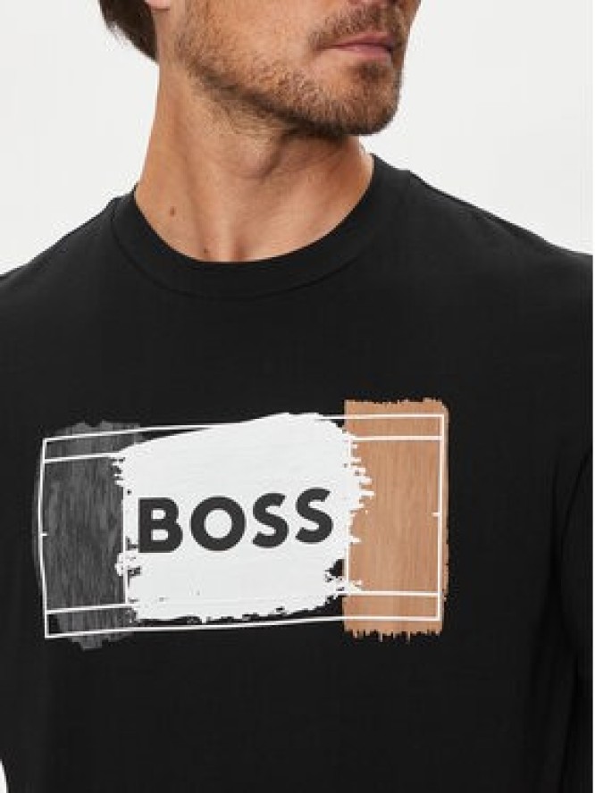 Boss T-Shirt Open 50531795 Czarny Regular Fit