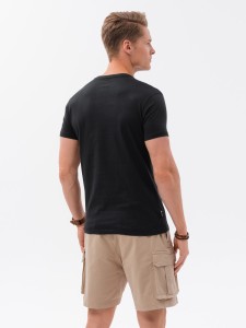 T-shirt męski bawełniany z nadrukiem - czarny V1 S1735 - L