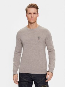 Aeronautica Militare Sweter 232MA1388L415 Beżowy Regular Fit