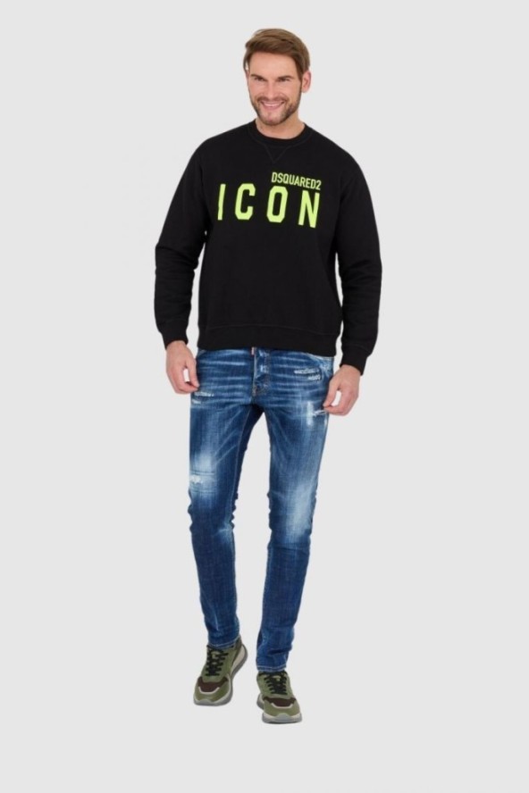 DSQUARED2 Czarna bluza męska z dużym neonowym logo icon