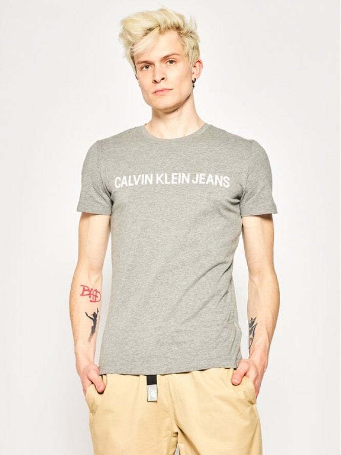 Calvin Klein Jeans T-Shirt Core Institutional Logo J30J307855 Szary Regular Fit