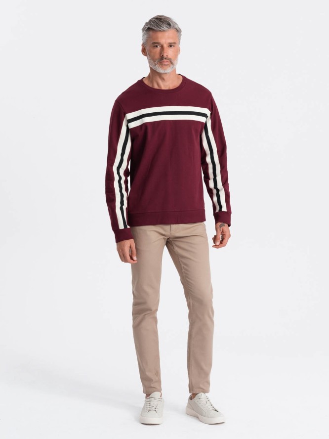 Bluza męska z lampasem - burgundowa V5 B1279 - XL