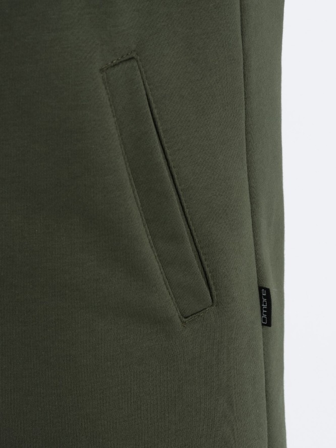 Asymetryczna bluza męska z obszernym kapturem NANTES - ciemnooliwkowa B1368 - XXL