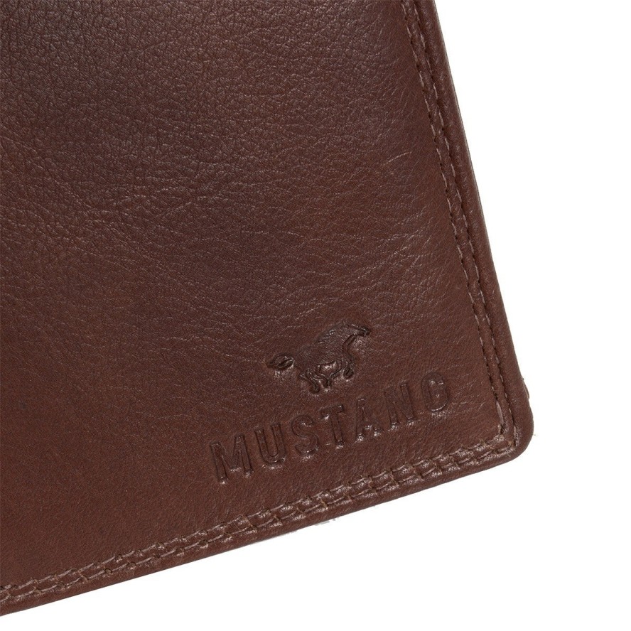 MUSTANG UDINE WALLET UNIWERSALNY SKÓRZANY PORTFEL PREMIUM POJEMNY NA KARTY SKÓRA BROWN 06.102001