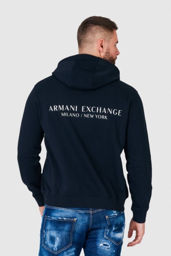 ARMANI EXCHANGE Granatowa bluza męska z kapturem i logo