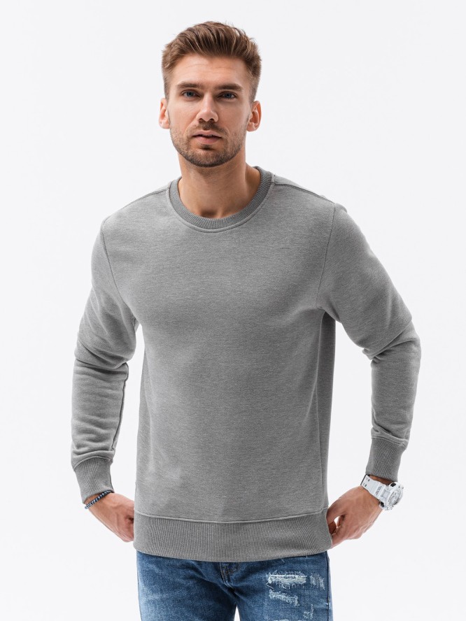 Bluza męska bez kaptura BASIC - szary melanż V2 B978 - XXL