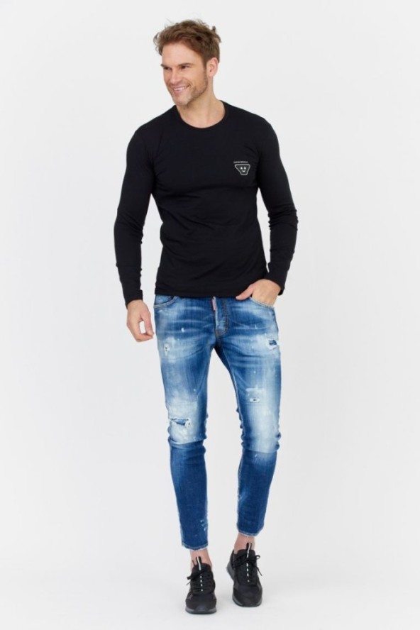 EMPORIO ARMANI Czarny longsleeve męski z emotką