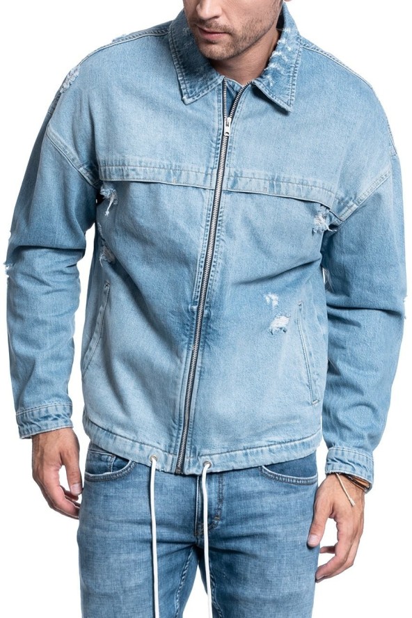 MĘSKA KURTKA JEANSOWA JACK & JONES JJICOACH JACKET OVERSIZE BLUE DENIM 12144846