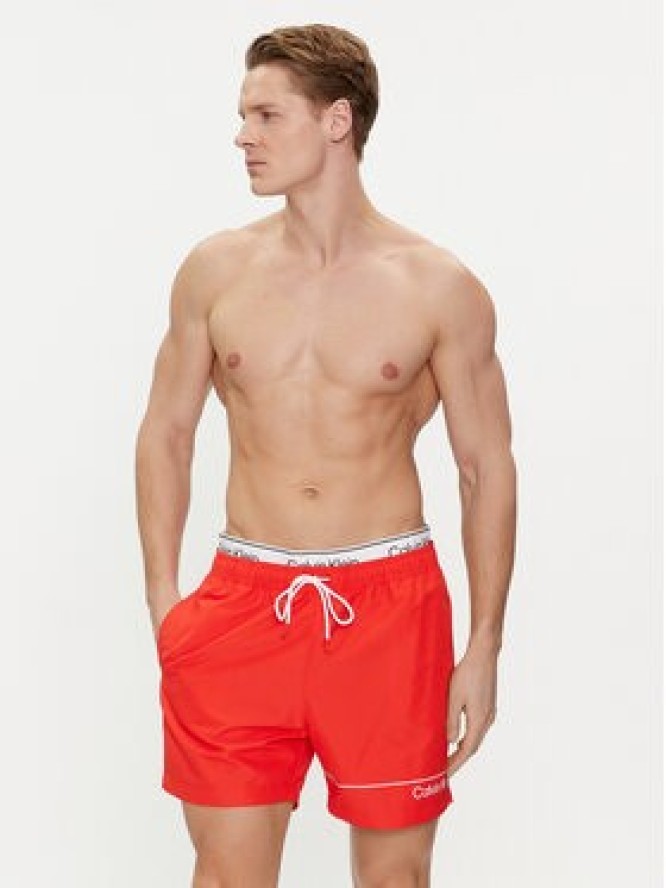 Calvin Klein Swimwear Szorty kąpielowe KM0KM00957 Czerwony Regular Fit