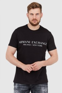 ARMANI EXCHANGE Czarny t-shirt męski z aplikacją z logo