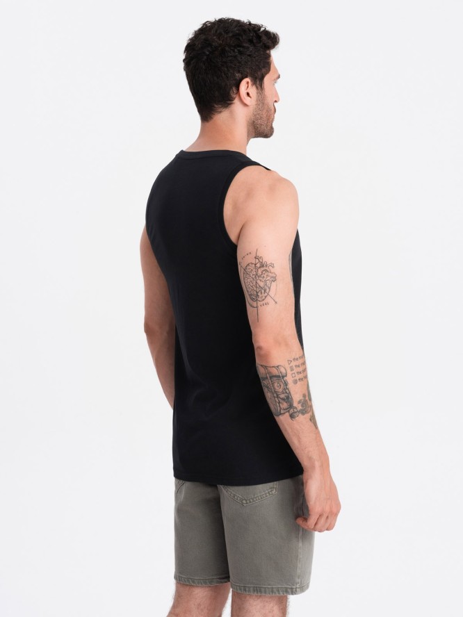 Męska bawełniana koszulka tank top BASIC – czarna V3 OM-TSBT-0192 - XXL