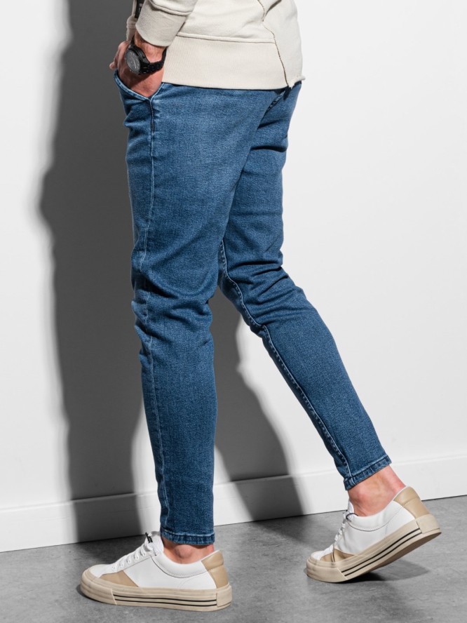 Spodnie męskie jeansowe SKINNY FIT z kieszeniami chino - niebieskie V6 OM-PADP-0100 - XL