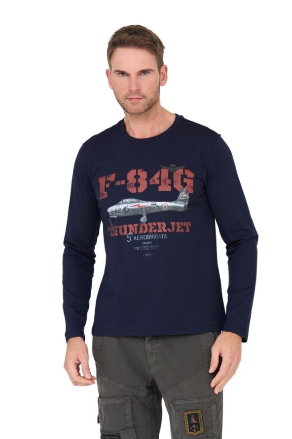 AERONAUTICA MILITARE Granatowy longsleeve F-84G Thunderjet