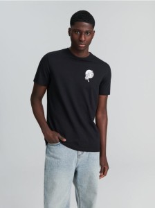 Koszulka bawełniana z nadrukiem - czarny