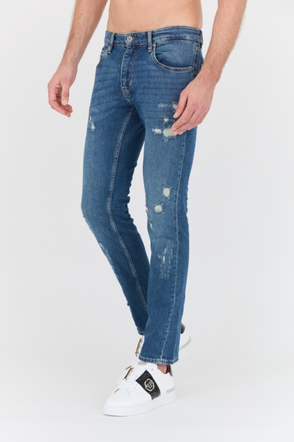 JUST CAVALLI Niebieskie jeansy Slim