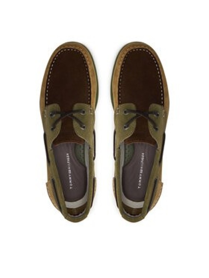 Tommy Hilfiger Mokasyny Th Boat Shoe Core C Block Suede FM0FM04630 Zielony