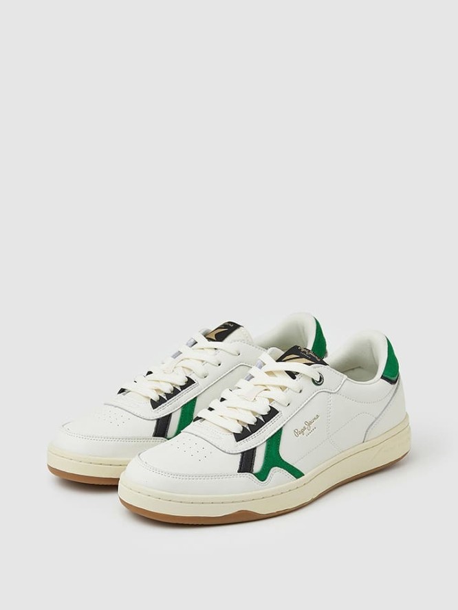 Pepe Jeans FOOTWEAR Skórzane sneakersy w kolorze biało-zielonym rozmiar: 44