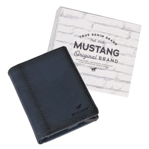 MUSTANG Temi RFID Aluminium Case Wallet MĘSKI SKÓRZANY PORTFEL PREMIUM POJEMNY NA KARTY SKÓRA NAVY 06.103902