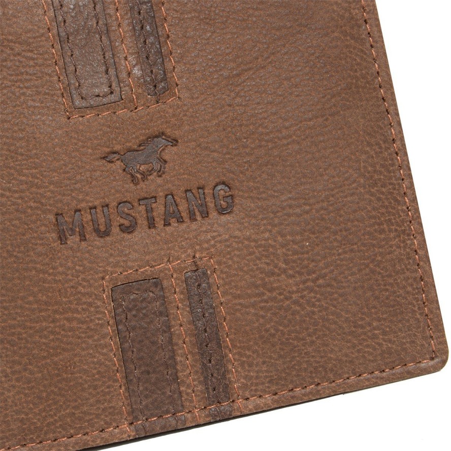 MUSTANG ASTI WALLET MĘSKI SKÓRZANY PORTFEL PREMIUM POJEMNY NA KARTY SKÓRA BROWN 06.101001