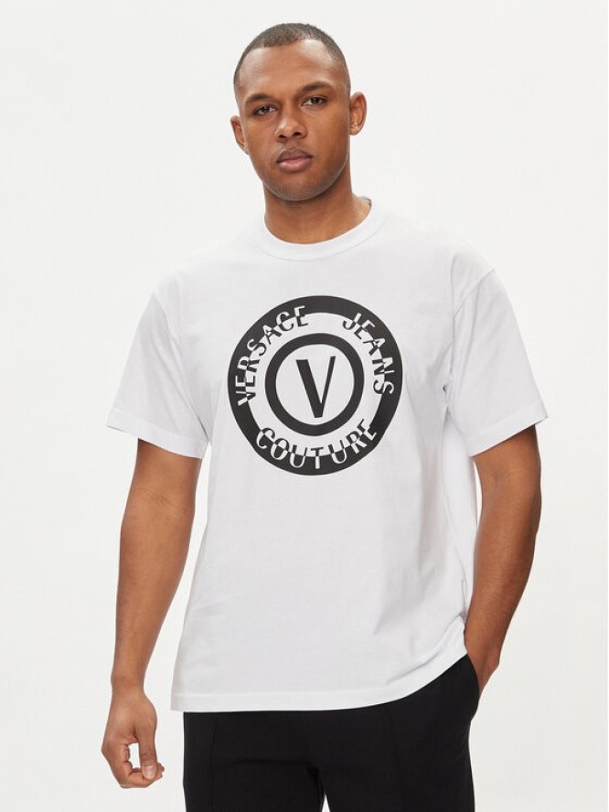 Versace Jeans Couture T-Shirt 76GAHT06 Biały Regular Fit