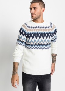 Sweter w norweski wzór, z poliestru z recyklingu