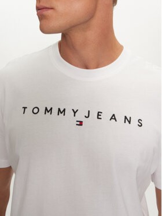 Tommy Jeans T-Shirt Linear Logo DM0DM20744 Biały Regular Fit