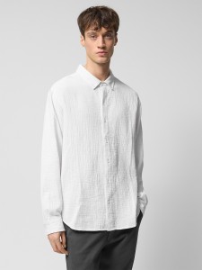 Koszula z bawełnianego muślinu męska Outhorn - biała