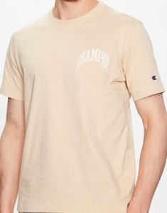 Champion T-Shirt 218521 Beżowy Regular Fit