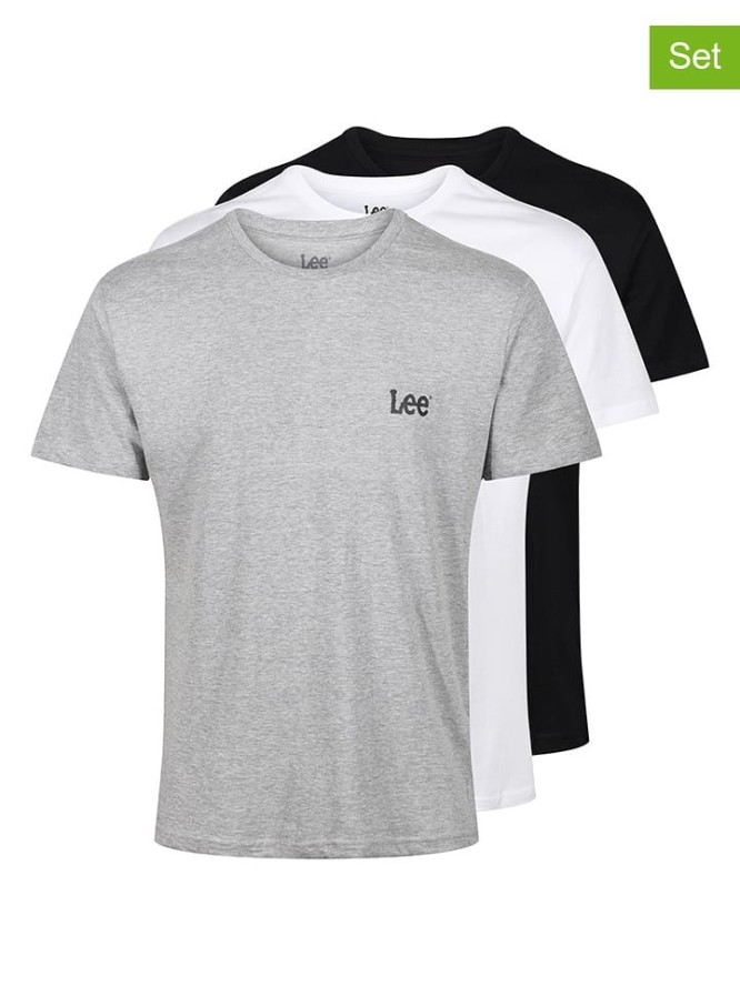 LEE Underwear Koszulki (3 szt.) "Arlen" w kolorze czarnym, białym i szarym rozmiar: M