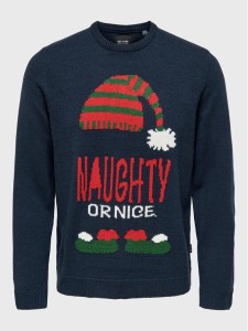 Only & Sons Sweter Xmas 22023350 Granatowy Regular Fit