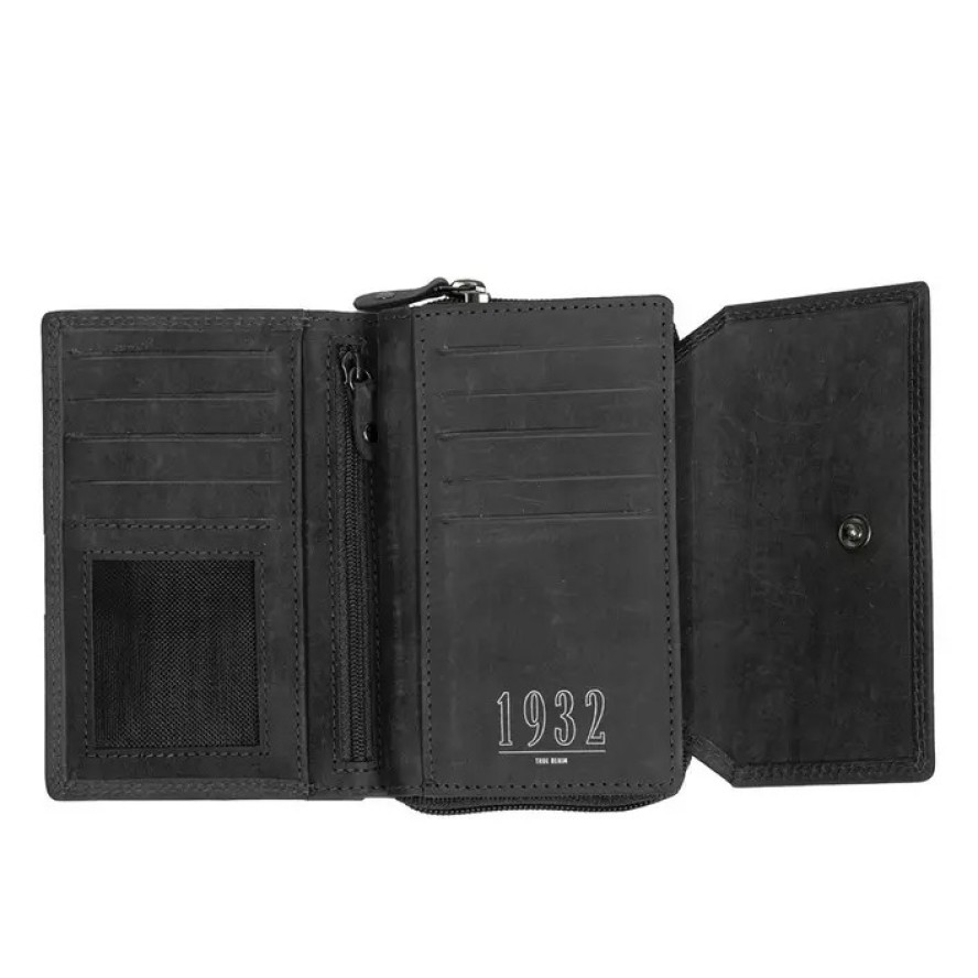 MUSTANG TAMPA WALLET UNIWERSALNY SKÓRZANY PORTFEL PREMIUM POJEMNY NA KARTY SKÓRA BLACK 06.104600