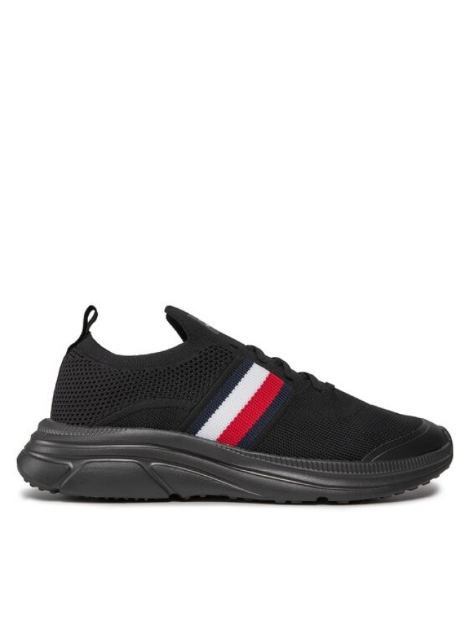 Tommy Hilfiger Sneakersy Modern Runner Knit Stripes Ess FM0FM04798 Czarny