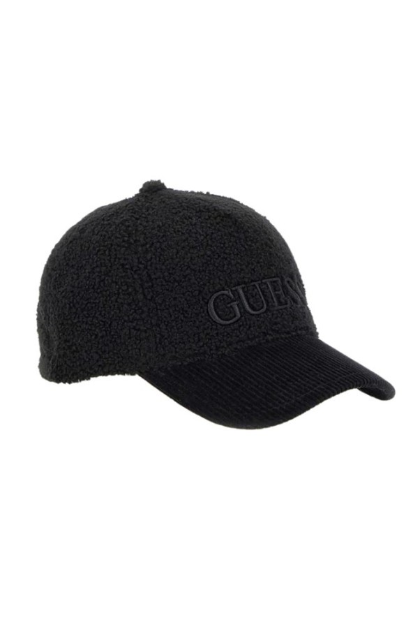 GUESS Czarna pluszowa czapka z daszkiem Baseball Cap