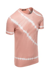 T-shirt męski bawełniany TIE DYE - różowy V2 S1622 - XL
