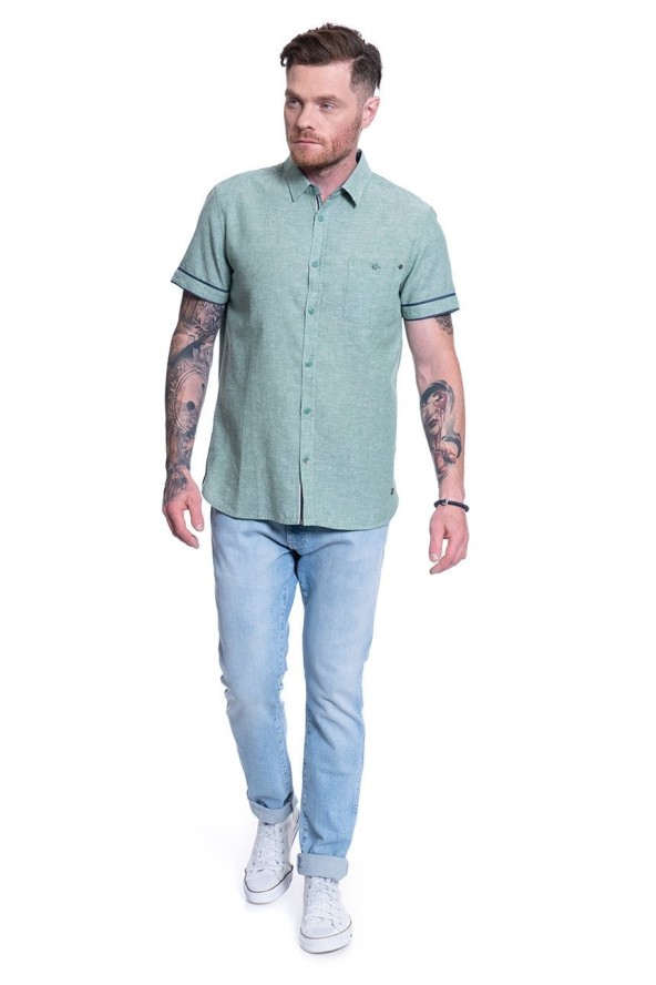 MĘSKA KOSZULA MATERIAŁOWA MUSTANG CHRIS LINEN SHIRT 1009579 6398