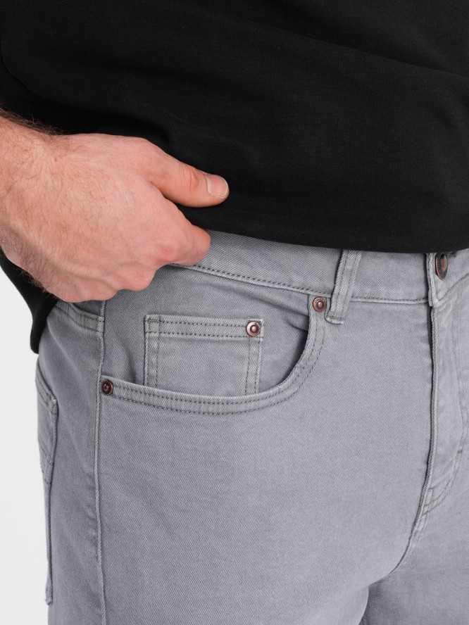 Spodnie męskie jeansowe bez przetarć SLIM FIT - szare V1 OM-PADP-0148 - XXL