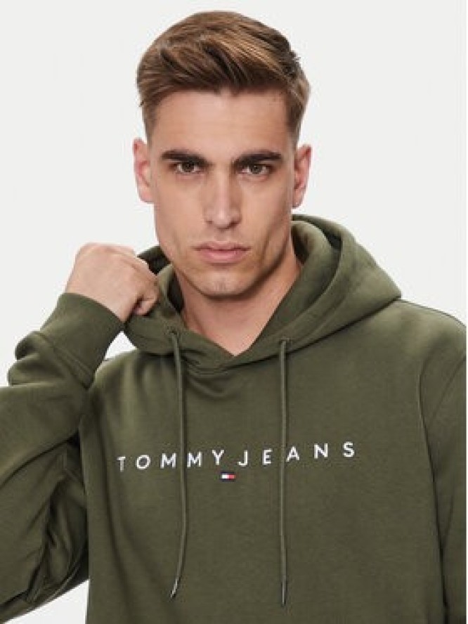 Tommy Jeans Bluza Linear Logo DM0DM17985 Zielony Regular Fit
