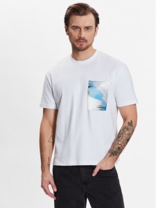 Calvin Klein T-Shirt Glitch Chest Print Comfort Tee K10K111132 Biały Regular Fit