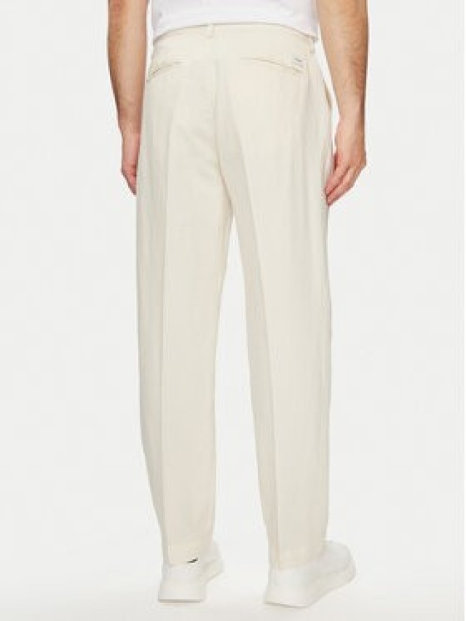 Pepe Jeans Chinosy Relaxed Pleated Linen Pants - 2 PM211700 Écru Relaxed Fit