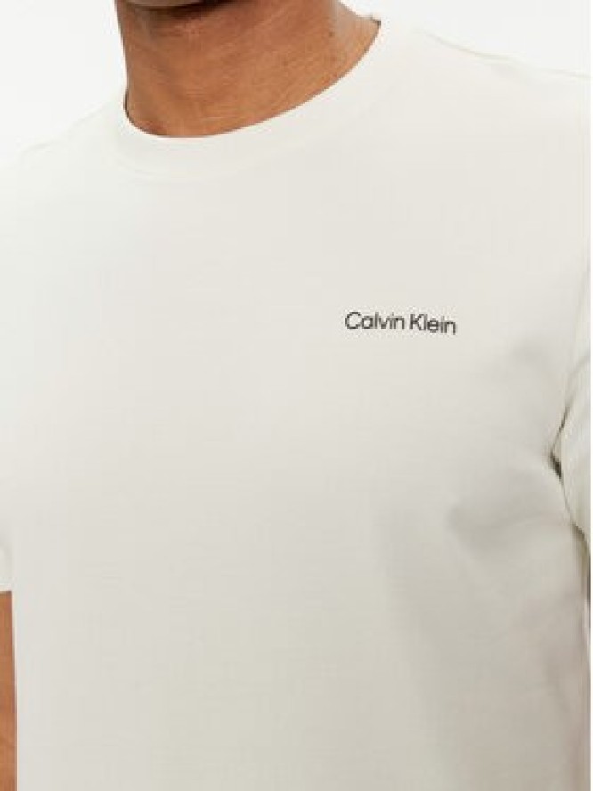 Calvin Klein T-Shirt Micro Logo Interlock K10K109894 Beżowy Regular Fit