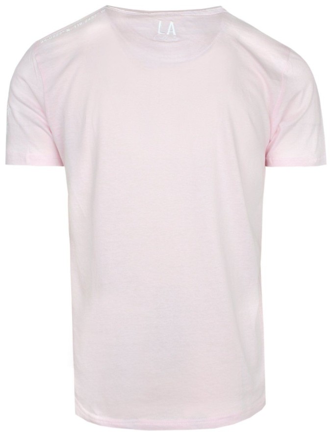 T-Shirt Bawełniany Różowy z Nadrukiem, LOS ANGELES, Okrągły Dekolt -BRAVE SOUL