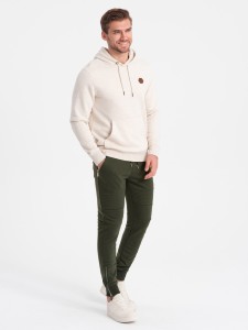 Spodnie męskie dresowe typu jogger - oliwkowe V1 OM-PASK-22FW-004 - XXL