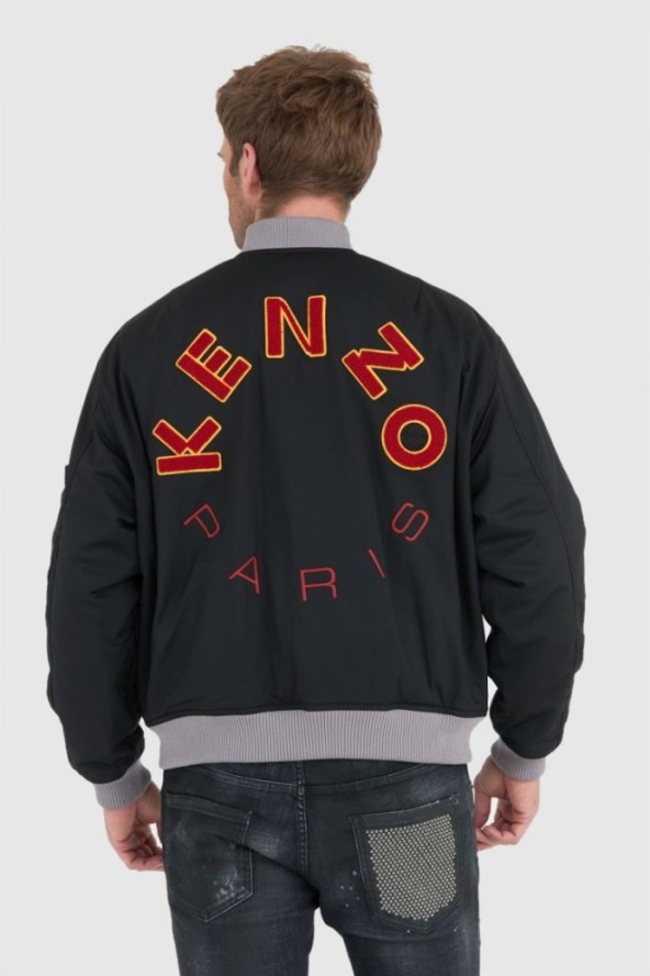 KENZO Czarna kurtka bomberka męska z vintage logo