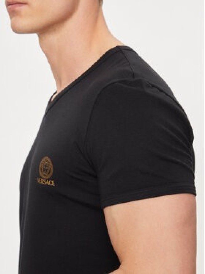 Versace T-Shirt AUU01004 Czarny Regular Fit