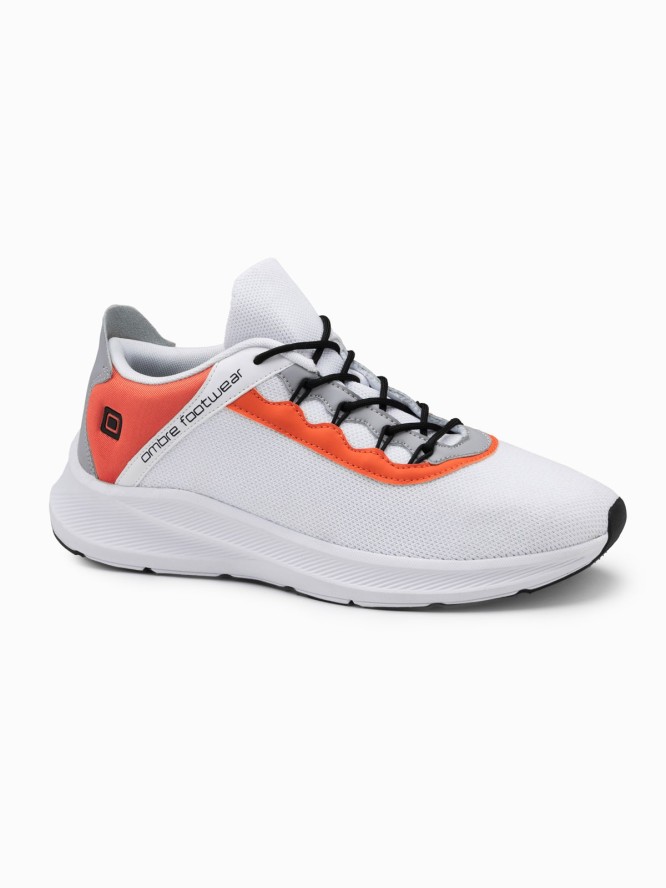 Męskie sneakersy z neonowymi wstawkami – białe V1 OM-FOKS-0118 - 45