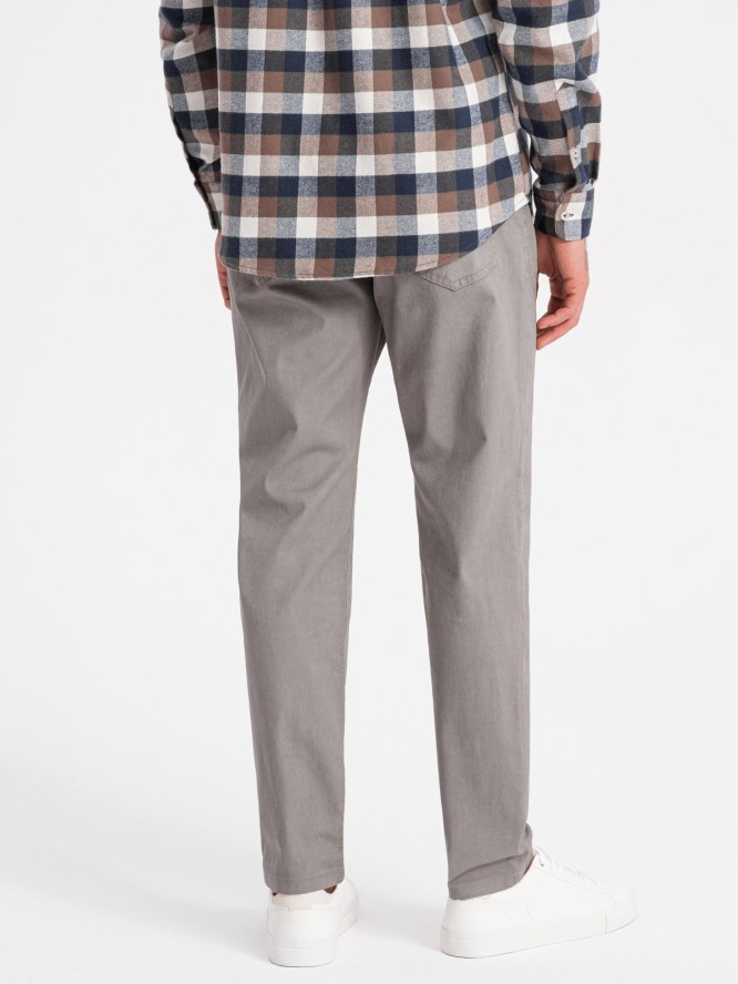 Męskie spodnie chino o dopasowanym kroju - ciemnobeżowe V5 OM-PACP-0151 - XXL