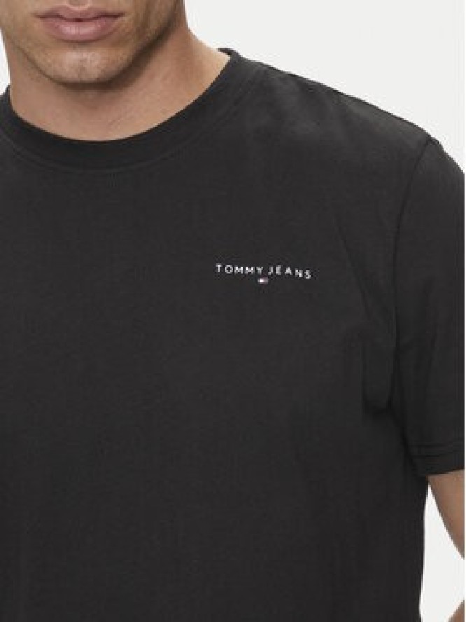 Tommy Jeans T-Shirt Linear Chest DM0DM18555 Czarny Slim Fit