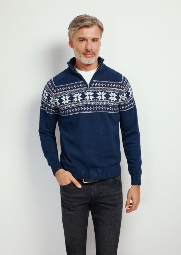 Granatowy sweter męski ze stójką SWEMT-0133-68(Z24)