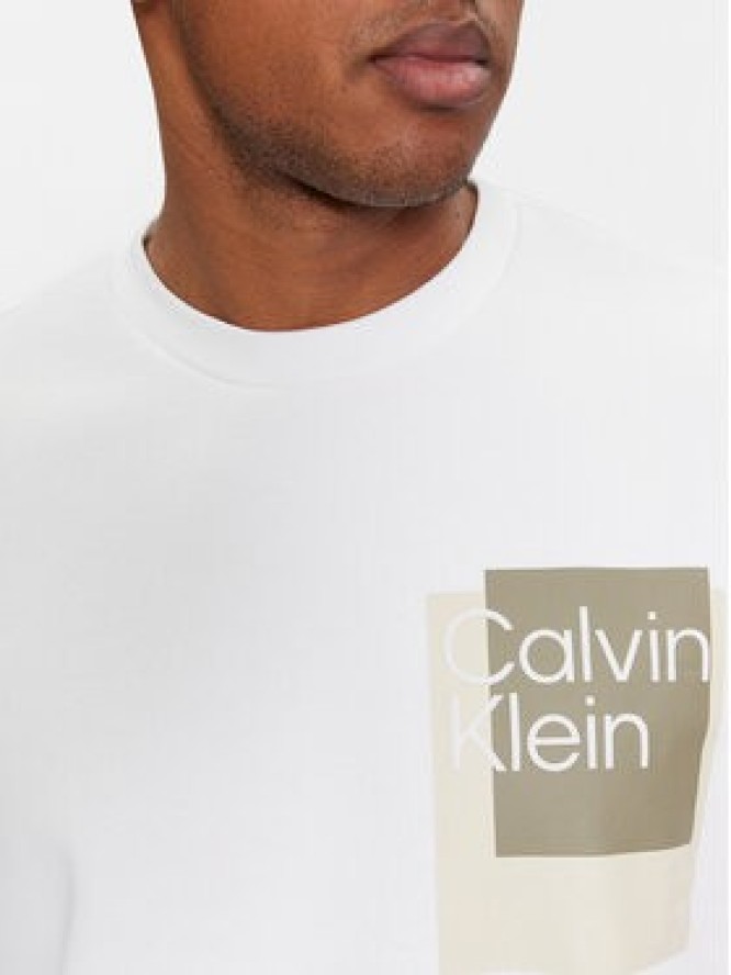 Calvin Klein Bluza Overlay K10K112249 Biały Regular Fit